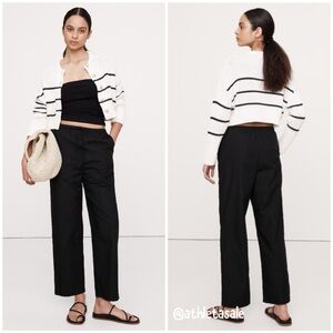 NWT Banana Republic Cotton Poplin Pull-On Pant | Black